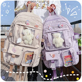 Xajzpa - Large-capacity Cute Women Multi-Pocket Nylon Backpack Ins Junior High School Student School Bag Female Girl Backpack Laptop Book