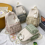 Xajzpa - Cute Girls Plaid Backpack Women Large Capacity Simple School Bags for Teens Female Korean Harajuku School Student Bookbag Ladies