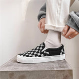 Xajzpa - Spring and Summer New Cloth Shoes Flat Lazy Reflective Lattice Leisure Couple Board Men's