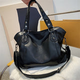 Xajzpa - Large Black Women's Shoulder Bags Big Size Casual Tote Bag Quality Pu Leather Hobos Crossbody Bag Female Travel Shopper Handbag