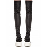 Xajzpa - New Women Shoes Over Knee High Boots Luxury Trainers Winter Casual Brand Snow Spring Flats Shoes Black Big Size Mid-calf Boots