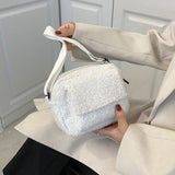 Xajzpa - New Plush Fabric Women's Shoulder Crossbody Bag Small Fashion LamWool Fluffy Fur Winter Female Bag Designer Handbags