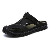 Xajzpa - Big Size 48 Men Leather Sandals Summer Classic Men Shoes Slippers Soft Sandals Men Roman Comfortable Outdoor Walking Footwear