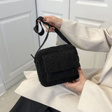 Xajzpa - New Plush Fabric Women's Shoulder Crossbody Bag Small Fashion LamWool Fluffy Fur Winter Female Bag Designer Handbags