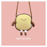 Xajzpa - Creative Bread Toast Plush Shoulder Bag Girls Coin Purse Card Holder Female Casual Cute Cartoon Handbags Storage Crossbody Tote