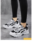 Xajzpa - Sneakers Women Vulcanize Shoes New Female Black White Platform Thick Sole Running Casual Ladies Shoes Tenis Feminino