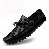 Xajzpa - Leather Men Shoes Casual Flats Men Shoes Breathable Loafers Genuine Leather Slip Moccasins Comfortable Checkered embossing