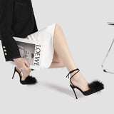 Xajzpa - 2023 Summer New Lace-up Pointed Original Sexy Fashion Fur Versatile High Heel Sandals Women