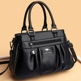 Xajzpa - Luxury Handbags Women Bags Designer 3 Layers Leather Hand Bags Big Capacity Tote Bag for Women Vintage Top-handle Shoulder Bags