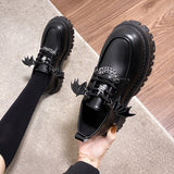 Xajzpa - Metal Chain Platform Lolita Gothic Shoes Woman 2023 Spring College Style Patent Leather Pumps Women Japan School Uniform Shoes