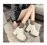 Xajzpa - Winter Women High Heels Shoes 2023 New Trend Fashion Party Shoes Wedges Pumps Casual Ladies Black Lace Up PU Leather Ankle