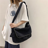 Xajzpa - Multi Pockets Messenger Bag Large Capacity Girl Shoulder Bags Solid Color Women'S Bag Fashion Canvas School Crossbody Bag
