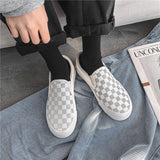 Xajzpa - Spring and Summer New Cloth Shoes Flat Lazy Reflective Lattice Leisure Couple Board Men's