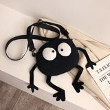 Xajzpa - New Fashion Big Eyes Canvas Girls Shoulder Bag Cute Black Briquettes Messenger Bag Kids Women Coin Purse Mini Crossbody Handbag