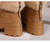 Xajzpa - Winter Chunky Ankle Women Snow Boots New Fashion Goth Platform Fur High Heels Shoes Pumps Plush Warm Chelsea Women Boots