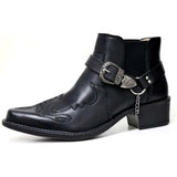 Xajzpa - Plus size 38-48 autumn winter men's short boots fashion personality belt buckle thick heel pointed ankle boots