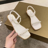 Xajzpa - Women's Sandals Women Casual Ankle Buckle Sandals Rome Shoes Summer Fashion Open Toe Flat Beach Sandals Women