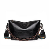 Xajzpa - Vintage Oil Wax Leather Shoulder Crossbody Bags For Women New Designer Chains Handbag Luxury Soft Female Messenger Tote Sac