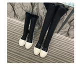 Xajzpa - New Women Shoes Over Knee High Boots Luxury Trainers Winter Casual Brand Snow Spring Flats Shoes Black Big Size Mid-calf Boots