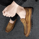 Xajzpa - Summer Loafers Genuine Leather Men's Casual Shoes Hollow Designer Flats Leisure Business Loafer Formal Men Shoes