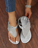 Xajzpa - New Bohemian Style Women Casual Summer Beach Sandals Rhinestone Decor Clip Toe Lady Flat Beach Gladator Sandals Size 35-43