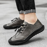 Xajzpa - Loafers Genuine Leather Men's Casual Shoes Retro Outdoor Trekking Shoes Leisure Men Footwear Classics Mocassins