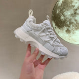 Xajzpa - New Leather Platform Sneakers Women Casual Shoes Chunky Sneaker Increase Designer Thick Sole Dad Shoes Tenis Feminino