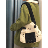 Xajzpa - Autumn Winter Japanese Cute Plush Corduroy Fashion Sushi Rice Ball Messenger Bag Women Bag Tote Bag Purses Handbags