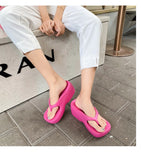 Xajzpa - High Heels Women Shoes Sand Beach Laides Flip Flops Wedge Platform Outside Seaside Female Slides Thick-bottomed Ladies Slippers