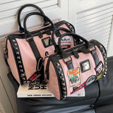 Xajzpa - Women's Bags Luxury Designer Shoulder Bags Rivet Leather Crossbody Bags Boston Ladies Handbags Fashion Trend Casual Tote Bags