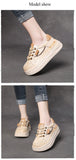 Xajzpa - Fashion Women Flat Platform Shoes Comfort Genuine Leather Mixed Colors Lace-up Casual Sneakers Ladies Zapatillas Mujer