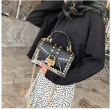 Xajzpa - New Chains Rivet Women Handbags Small White Black Pink Yellow Blue Pvc Hasp Handbags Summer Soft Shoulder Bags Cross Body