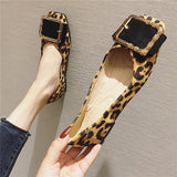 Xajzpa - Leopard Shoes Women Flats Casual Slip-on Boat Shoes Woman Footwear Elegant Ladies Shoes Metal Design A1423