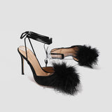 Xajzpa - 2023 Summer New Lace-up Pointed Original Sexy Fashion Fur Versatile High Heel Sandals Women