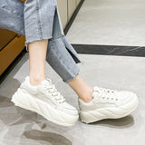 Xajzpa - Women Sneakers Designer Shoes 2023 Spring New Ladies Low Top Sneakers Lace-up Platform Tennis Shoes Leisure White Shoes