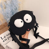 Xajzpa - New Fashion Big Eyes Canvas Girls Shoulder Bag Cute Black Briquettes Messenger Bag Kids Women Coin Purse Mini Crossbody Handbag