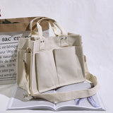 Xajzpa - Women&#39;s Tote Bag Casual Canvas Large Capacity Shopping Female Crossbody Schoolbags Solid Shoulder Shopper Bags For Women Handbag