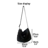 Xajzpa - Fashion Solid Color Shoulder Bag Autumn And Winter Women Cotton Simple Handbags Girl Black Large Capacity Barrel Shape Bags