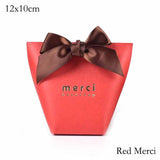 Xajzpa - 5pcs Upscale Black White Bronzing &quot;Merci&quot; Candy Box French Thank You Wedding Favors Gift Box Package Birthday Party Favors Bags