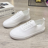 Xajzpa - Women White Shoes Lace Up Casual Sneakers Breathable Board Shoes Soft Vulcanized Flat Shoes Women Zapatos De Mujer 2023