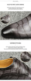 Xajzpa - Fashion Business Men Leather Shoes Crocodile Print Wedding Party Office High Grade Genuine Leather Shoes Grey Pointed Toe Loafer