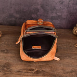 Xajzpa - 100% Genuine Leather Men&#39;s Chest Bag Vintage Cow Leather Crossbody Bag Travel Sling Shoulder Bags Cross Body Messenger Bags