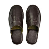 Xajzpa - Luxury Cow Split Leather Handmade Men Home Slippers Spring Slip On Soft Comfortable Black Brown Bedroom Indoor Flat Men Shoes
