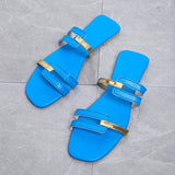 Xajzpa - Women Metallic Detail Slide Sandals 2023 Summer New Outdoor Slippers design Sandy Beach Open Toe Sandals Leisure Flat shoes