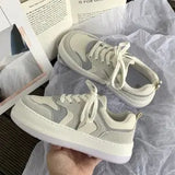 Xajzpa - Sneakers Grey White Canvas Women's Sports Shoes Summer New Platform Flat Lolita Vulcanize Running Tennis Basket