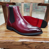 Xajzpa - New Red Men Chelsea Boots Red Sole Square Toe Slip-On Business Men Short Boots Bottes Pour Hommes Ankle Boots