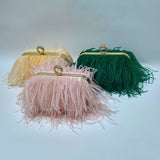 Xajzpa - Luxury Ostrich Feather Evening Bags For Women  Chain Shoulder Crossbody Bag Tassel Party Clutch Purse Green Wedding Handbags