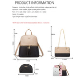 Xajzpa Women's Fashion Bags 3 Pcs Set Zipper Bag Ladies Color Contrast Backpacks for Women Brand Composite Bags