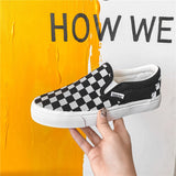 Xajzpa - Spring and Summer New Cloth Shoes Flat Lazy Reflective Lattice Leisure Couple Board Men's