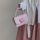 Xajzpa - Pink Heart Girly Small Square Shoulder Bag Fashion Love Women Tote Purse Handbags Female Chain Top Handle Messenger Bags Gift